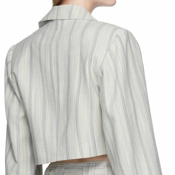 GANNI Cropped Striped Grey Blazer - Picture 9 of 9